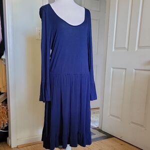 Modcloth Oversized Size MediumBlue Long Sleeve Dress